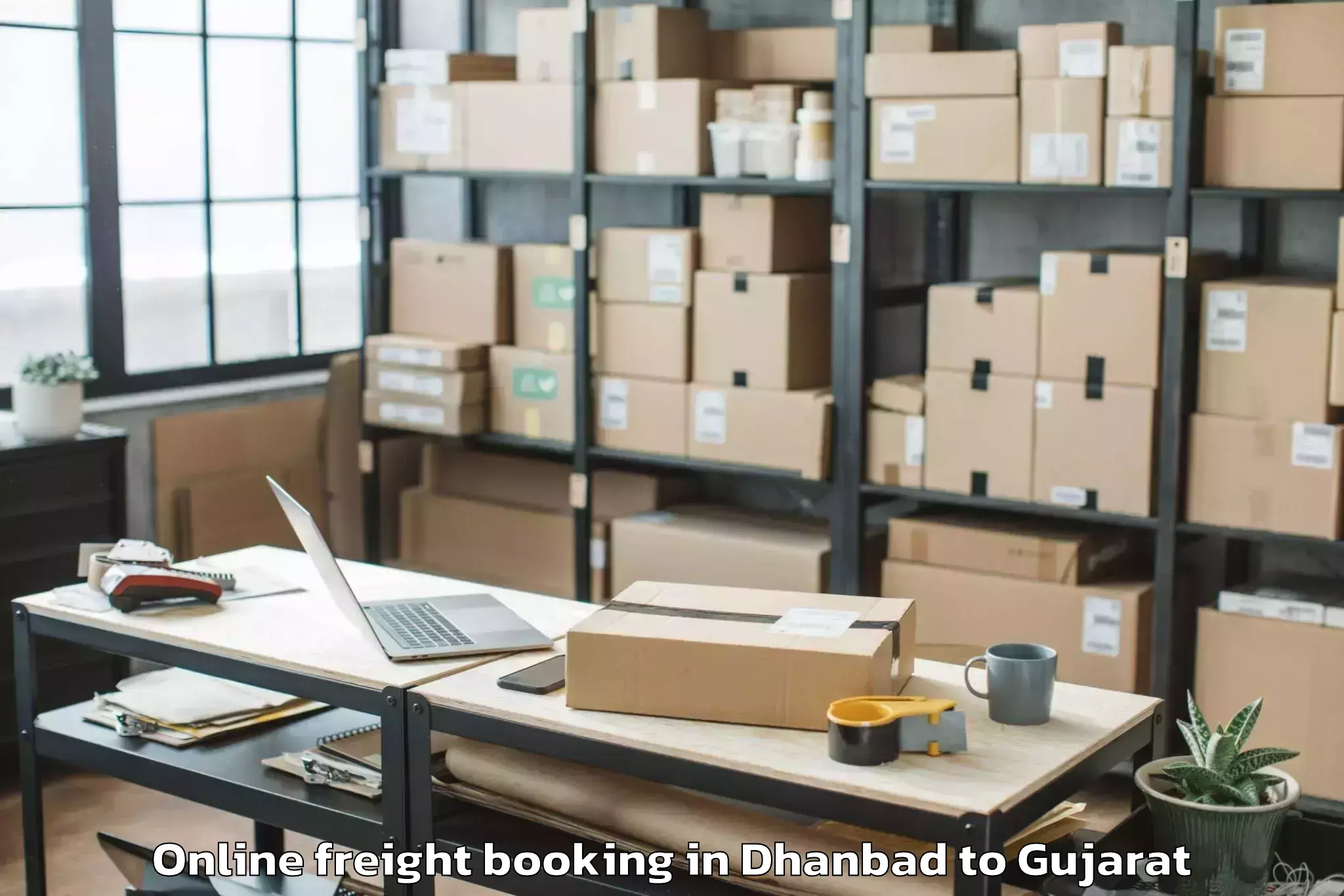 Easy Dhanbad to Porbandar Online Freight Booking Booking